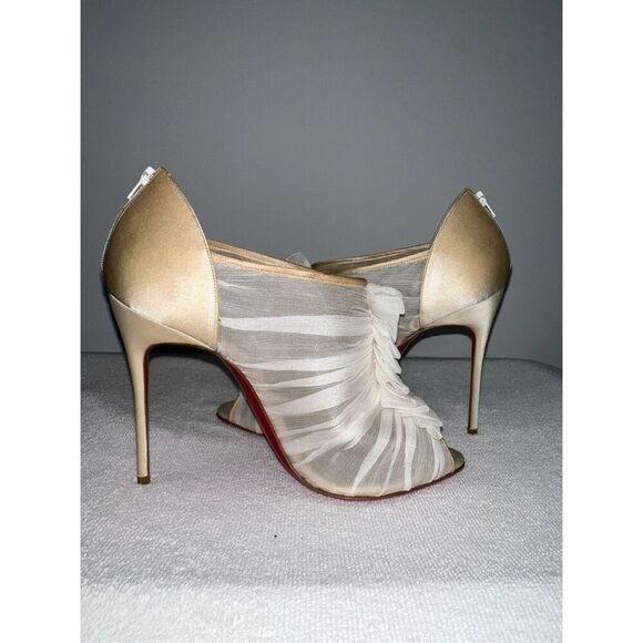 Christian Louboutin Silk Canonita 100 MM Booties 40 Authentic - Picture 10 of 13